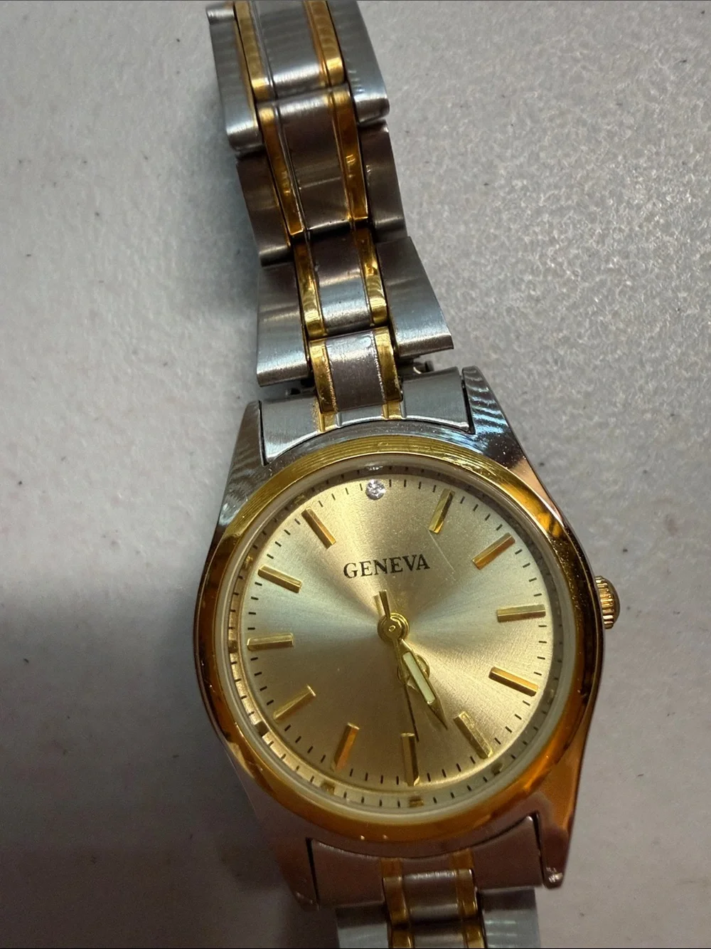 Geneva Two-Tone Silver and Gold Men's Bracelet Watch